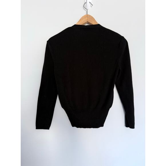 HABITAT Clothes to Live In black viscose cotton wrap front knit sweater top - Picture 3 of 6